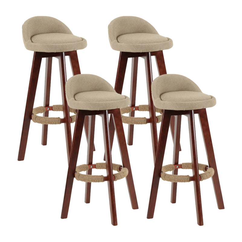 Tabouret de comptoir rotatif à dossier moderne, barre de ménage en bois avec coussin