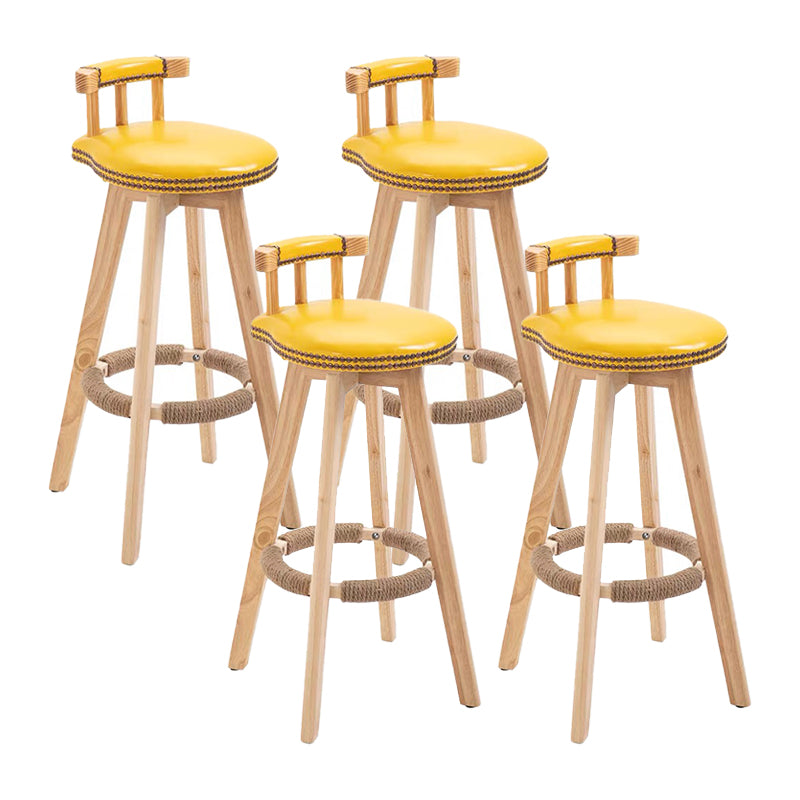 Taburete de bar sin brazos con respaldo moderno, taburete de bar para el hogar, de madera, con cojín y Pedal