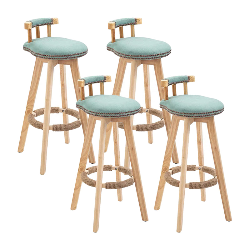 Taburete de bar sin brazos con respaldo moderno, taburete de bar para el hogar, de madera, con cojín y Pedal