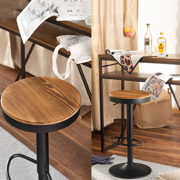 Taburetes de mostrador ajustables modernos, taburete de bar interior de madera sin brazos con reposapiés