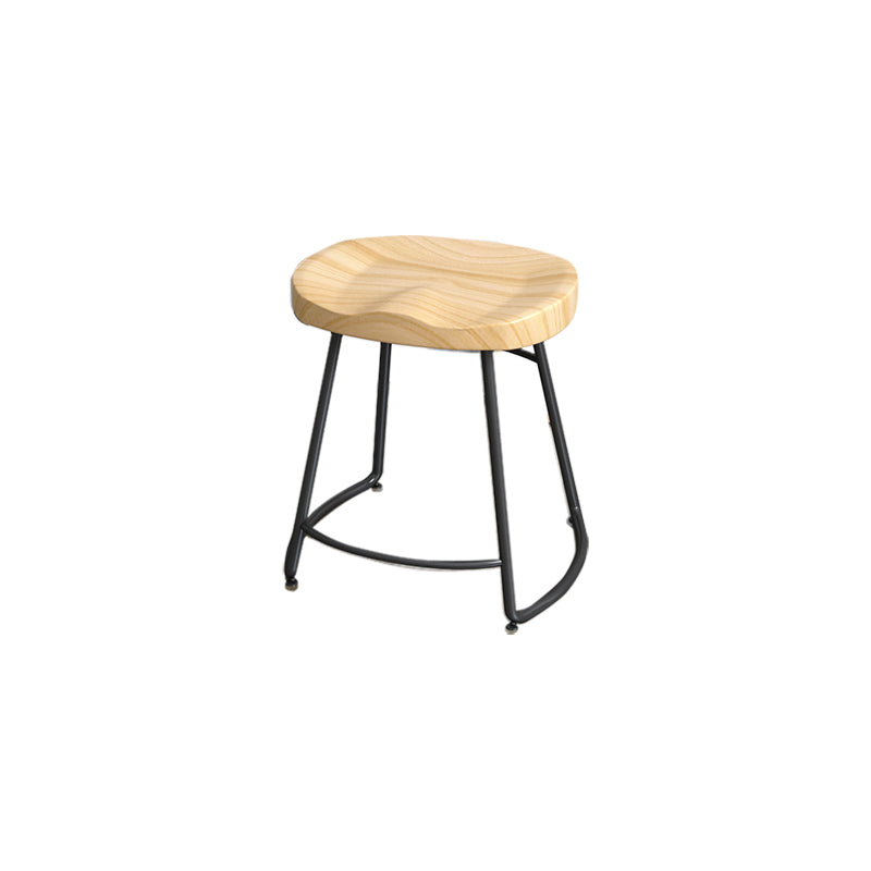 Contemporary Oval Counter Stools Armless Wood Indoor Bar Stool with Iron Base