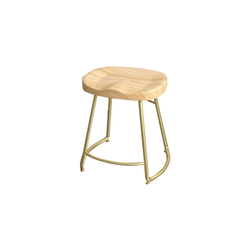 Contemporary Oval Counter Stools Armless Wood Indoor Bar Stool with Iron Base