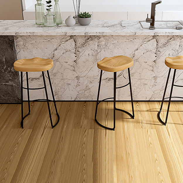 Contemporary Oval Counter Stools Armless Wood Indoor Bar Stool with Iron Base