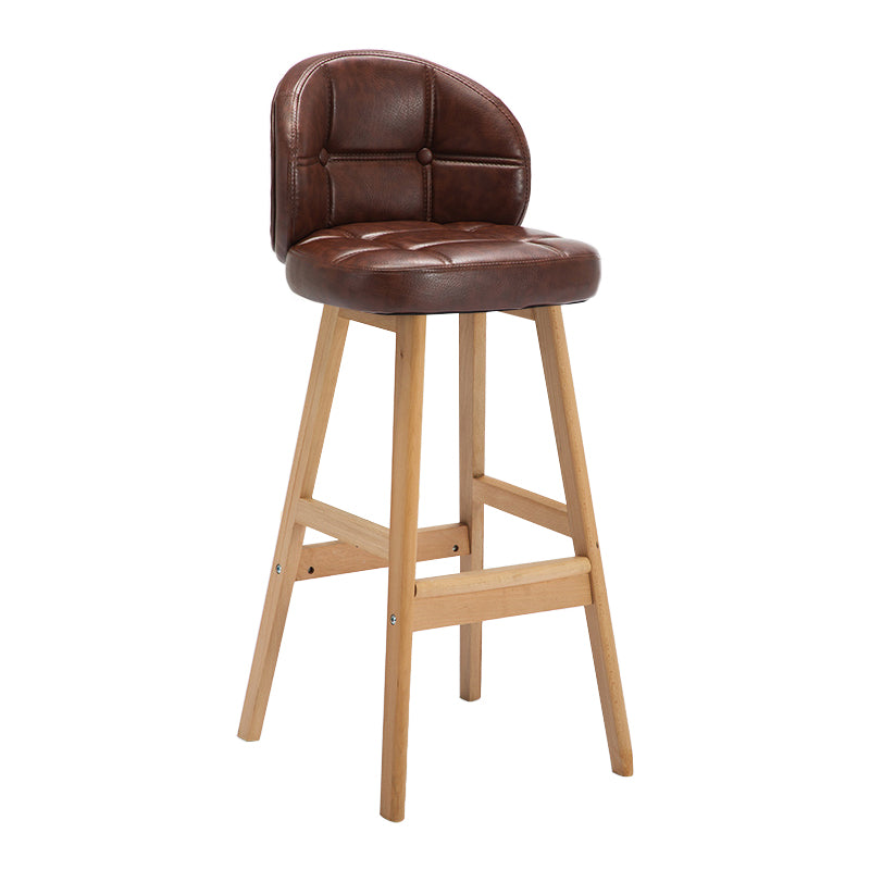 Taburete de bar sin brazos moderno, taburete de bar de madera para el hogar con cojín