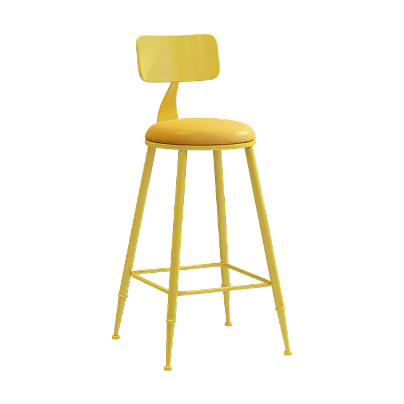 Moderner Barhocker mit Ledersitzen, Metallgestell mit 4 Beinen, bunter Barhocker für das Wohnzimmer