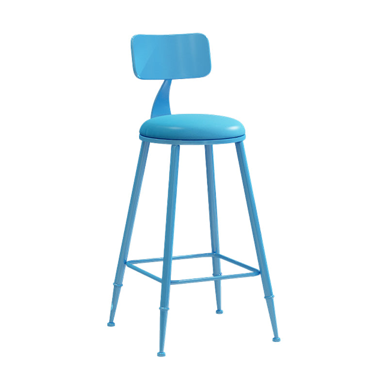 Moderner Barhocker mit Ledersitzen, Metallgestell mit 4 Beinen, bunter Barhocker für das Wohnzimmer