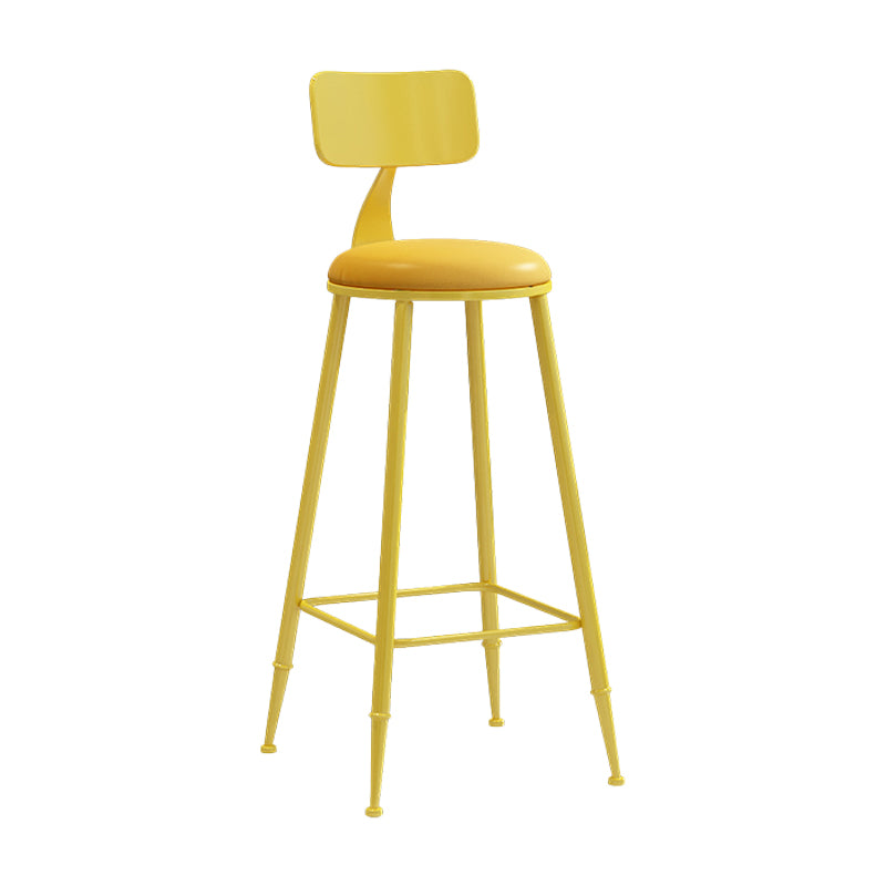 Moderner Barhocker mit Ledersitzen, Metallgestell mit 4 Beinen, bunter Barhocker für das Wohnzimmer