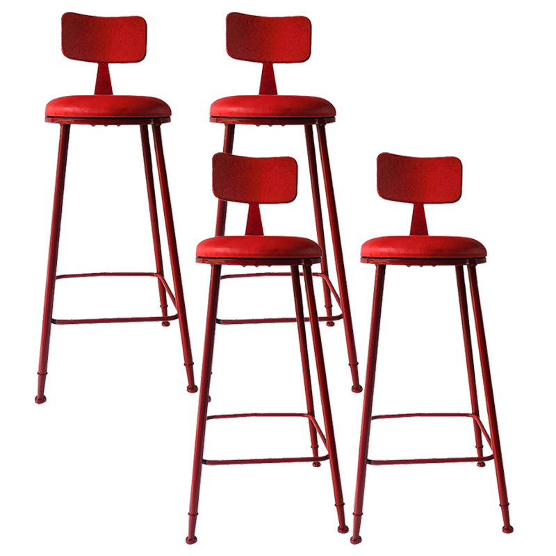 Moderner Barhocker mit Ledersitzen, Metallgestell mit 4 Beinen, bunter Barhocker für das Wohnzimmer