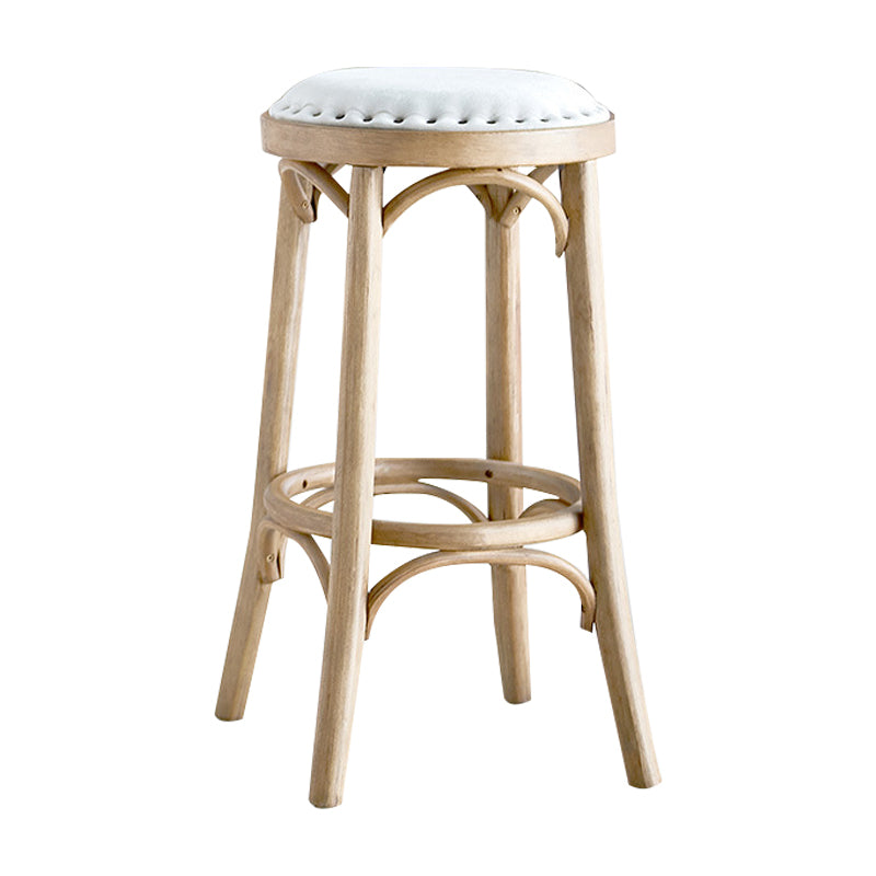 Industrial Wood Quilted Distressed Barstool 29.5" H Indoor Tall Stool with Round Seat