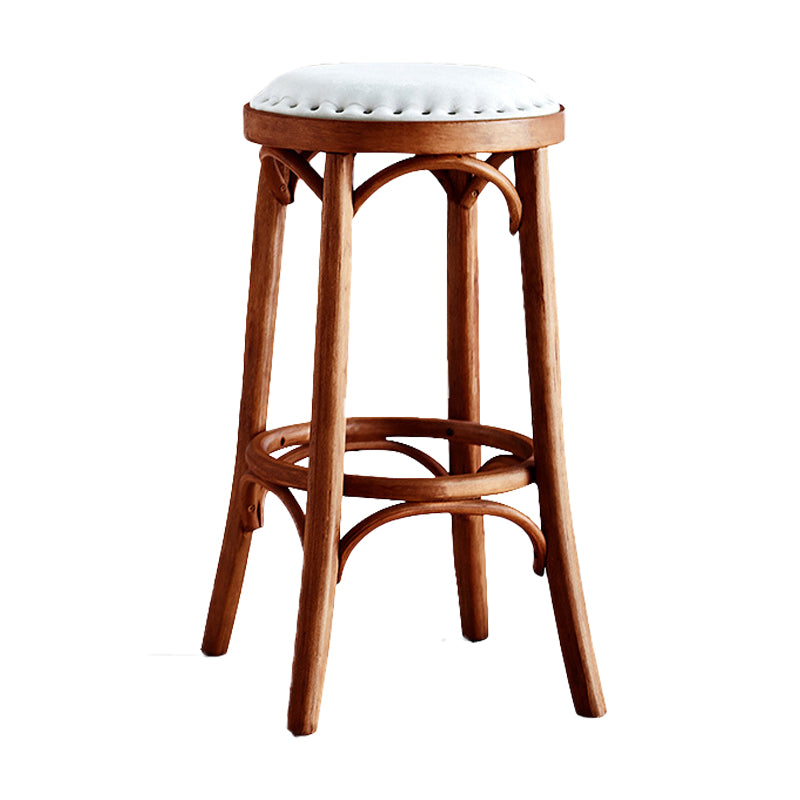 Industrial Wood Quilted Distressed Barstool 29.5" H Indoor Tall Stool with Round Seat