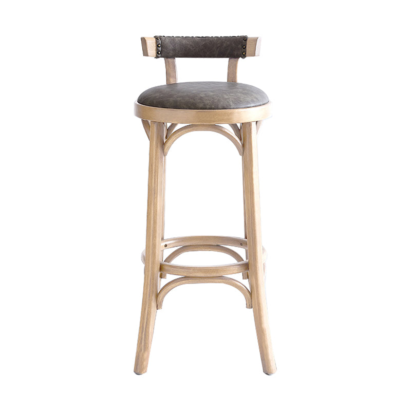 Industrial Wood Quilted Distressed Barstool 29.5" H Indoor Tall Stool with Round Seat
