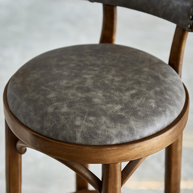 Industrial Wood Quilted Distressed Barstool 29.5" H Indoor Tall Stool with Round Seat
