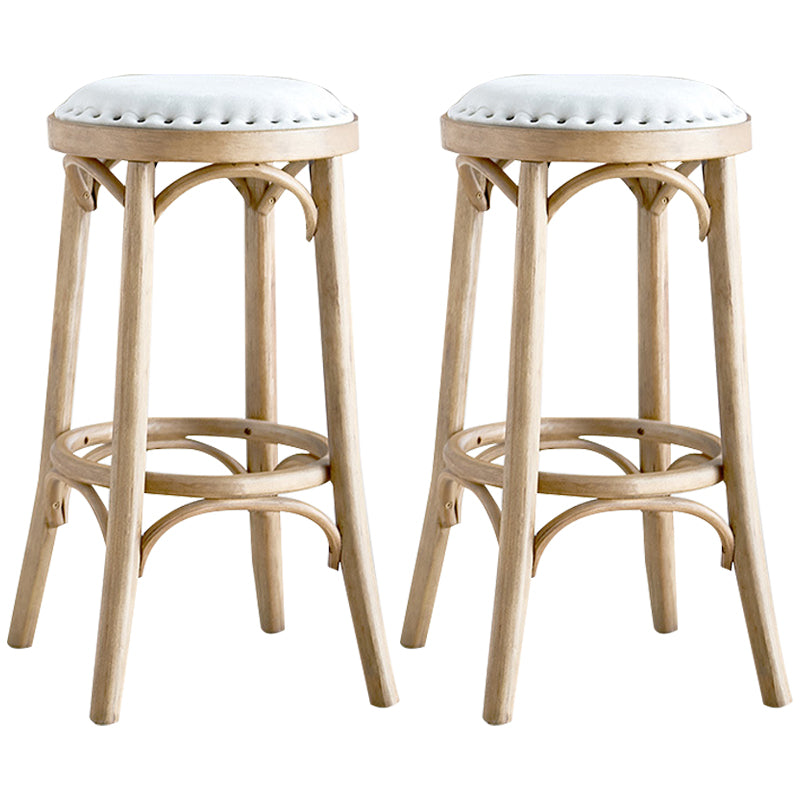 Industrial Wood Quilted Distressed Barstool 29.5" H Indoor Tall Stool with Round Seat