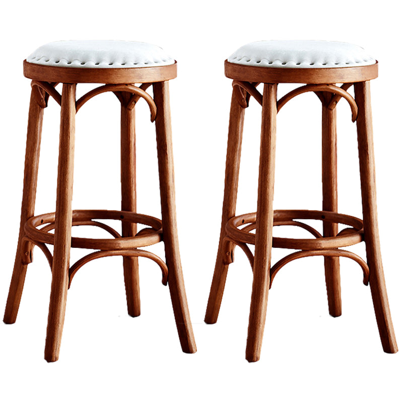 Industrial Wood Quilted Distressed Barstool 29.5" H Indoor Tall Stool with Round Seat