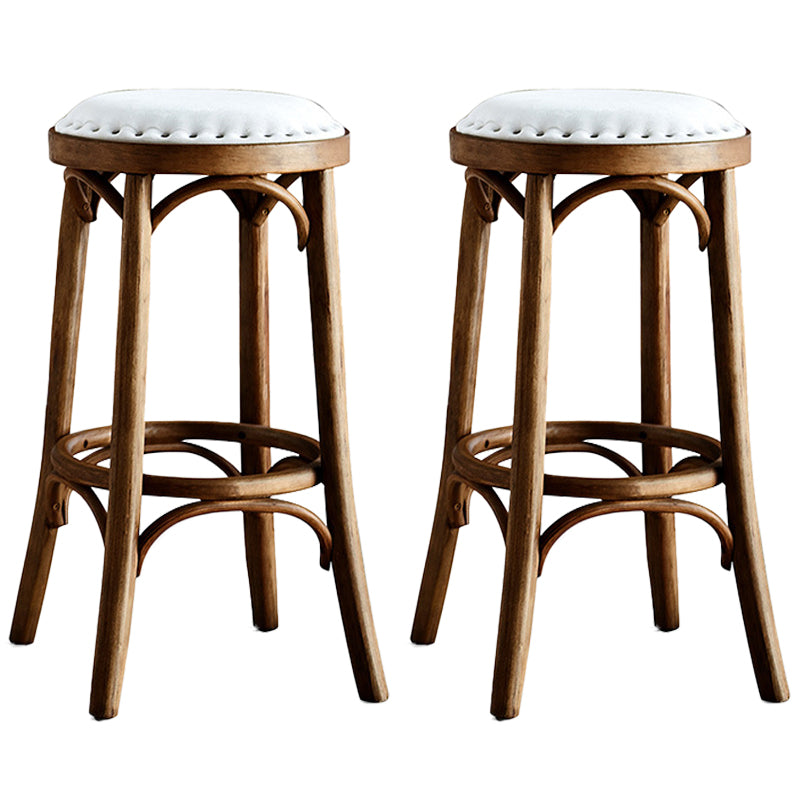 Industrial Wood Quilted Distressed Barstool 29.5" H Indoor Tall Stool with Round Seat