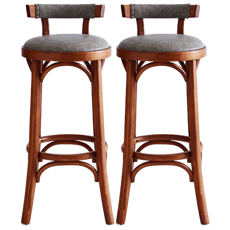 Industrial Wood Quilted Distressed Barstool 29.5" H Indoor Tall Stool with Round Seat