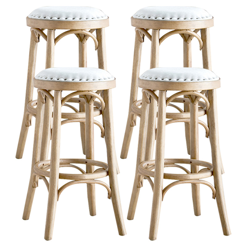Industrial Wood Quilted Distressed Barstool 29.5" H Indoor Tall Stool with Round Seat