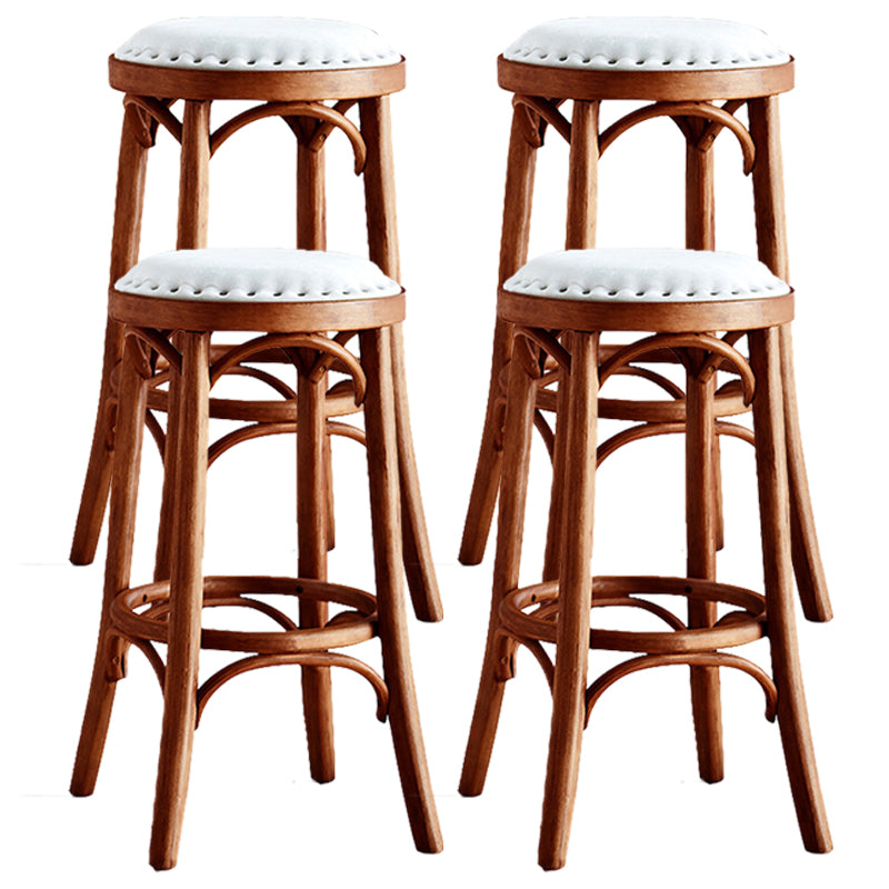 Industrial Wood Quilted Distressed Barstool 29.5" H Indoor Tall Stool with Round Seat