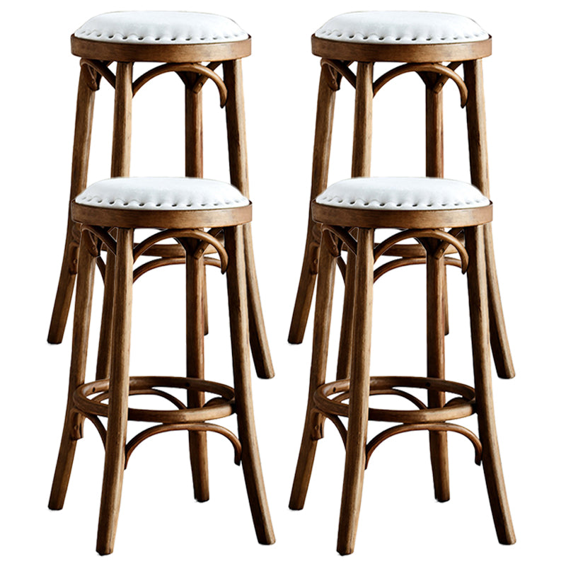 Industrial Wood Quilted Distressed Barstool 29.5" H Indoor Tall Stool with Round Seat