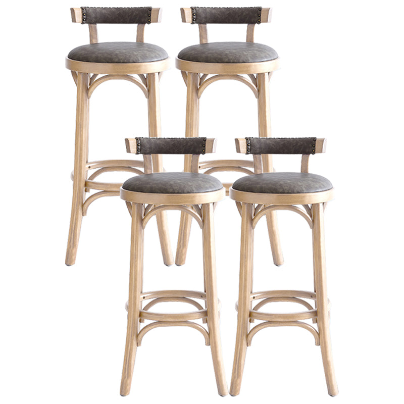 Industrial Wood Quilted Distressed Barstool 29.5" H Indoor Tall Stool with Round Seat