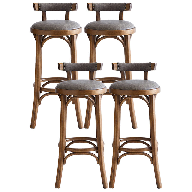 Industrial Wood Quilted Distressed Barstool 29.5" H Indoor Tall Stool with Round Seat