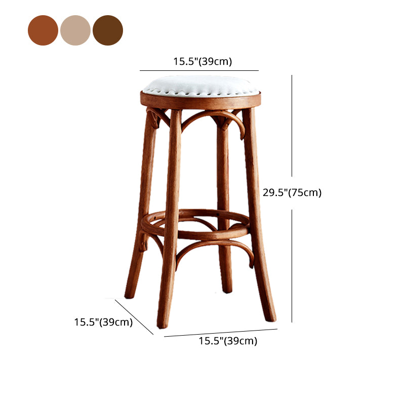 Industrial Wood Quilted Distressed Barstool 29.5" H Indoor Tall Stool with Round Seat