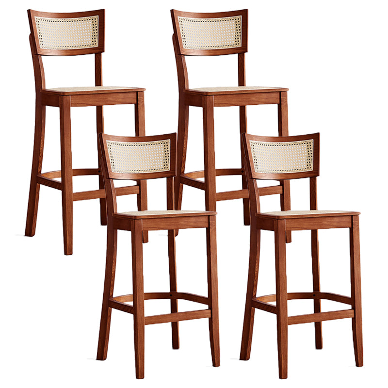 Taburete de bar de estilo tropical de 30 pulgadas, taburete de bar con base de madera y 4 patas para sala de estar