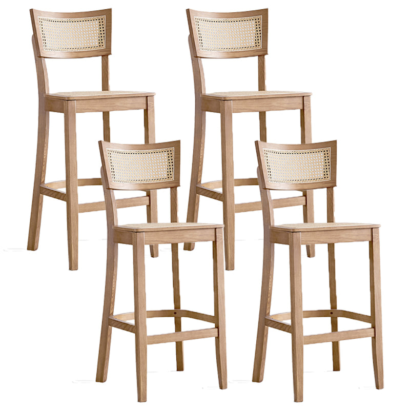 Taburete de bar de estilo tropical de 30 pulgadas, taburete de bar con base de madera y 4 patas para sala de estar