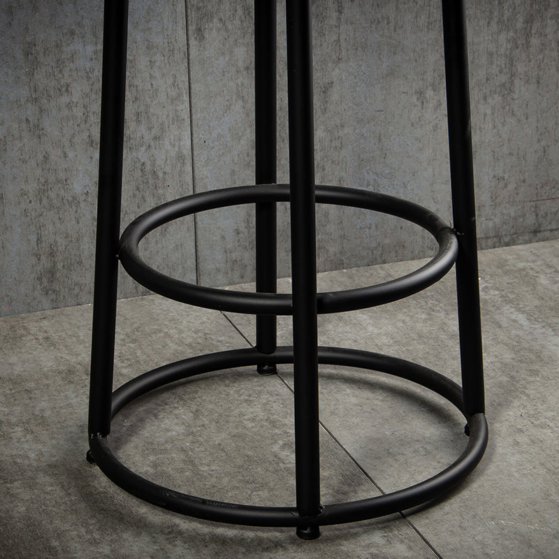 Tabouret de bar industriel en bois marron, haut d'intérieur vieilli, avec siège rond
