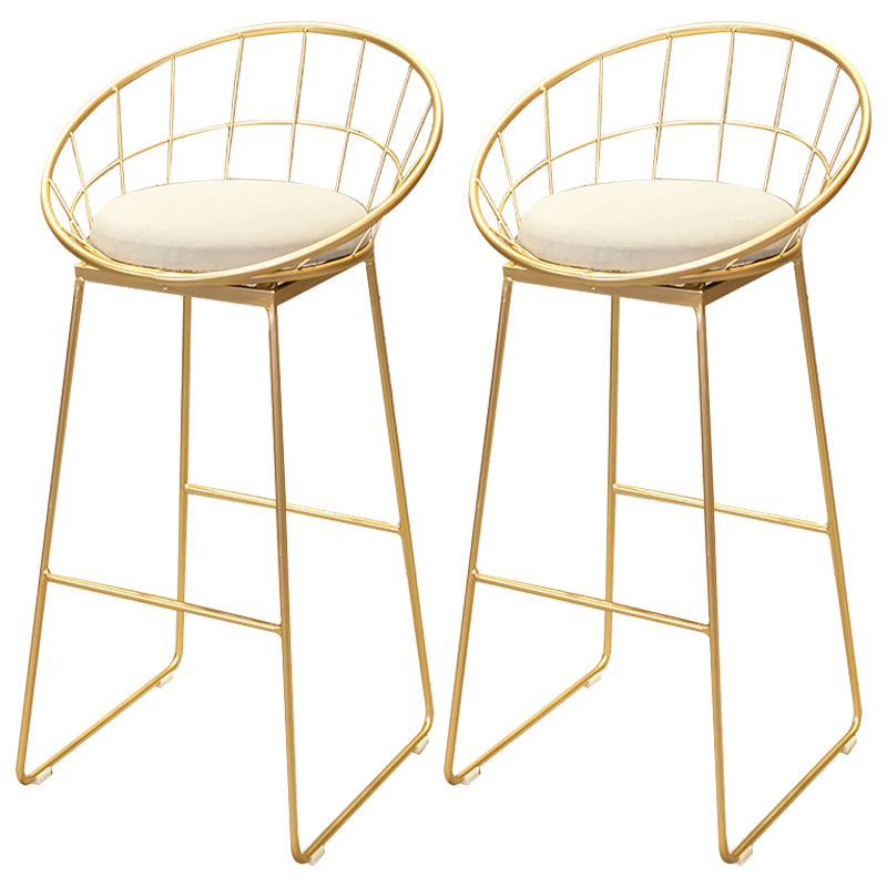 Tabourets de comptoir scandinaves en métal et tissu, tabourets de bar blancs à dossier bas avec siège rond