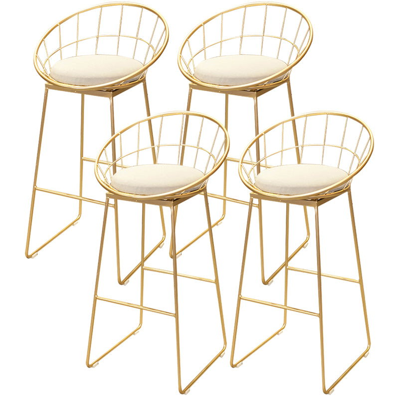 Tabourets de comptoir scandinaves en métal et tissu, tabourets de bar blancs à dossier bas avec siège rond