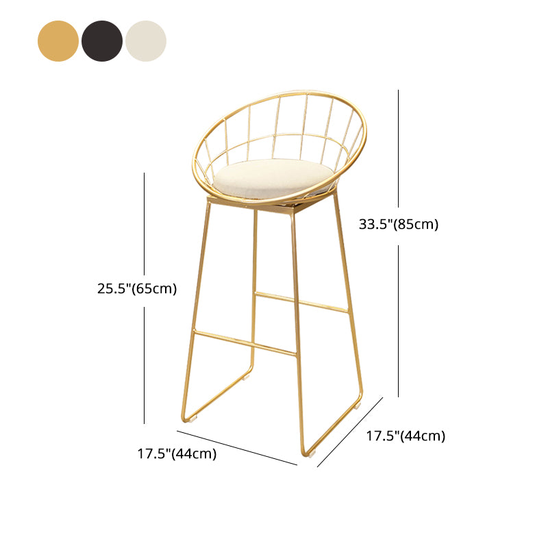 Tabourets de comptoir scandinaves en métal et tissu, tabourets de bar blancs à dossier bas avec siège rond
