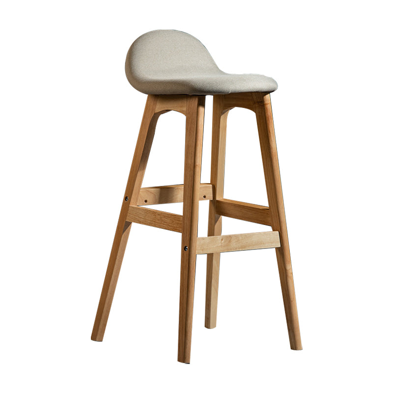 Scandinavian Natural Wood Counter Stools Low Back Bar Stools with Bucket Seat