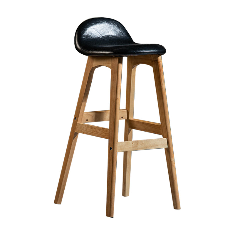 Scandinavian Natural Wood Counter Stools Low Back Bar Stools with Bucket Seat