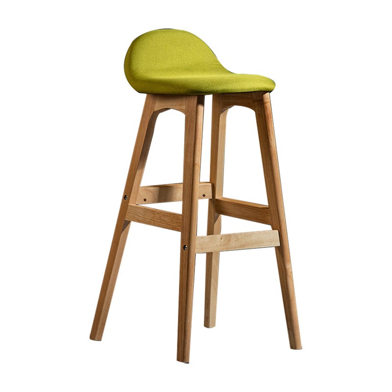 Scandinavian Natural Wood Counter Stools Low Back Bar Stools with Bucket Seat