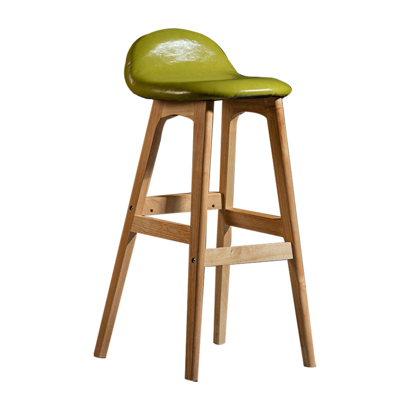 Scandinavian Natural Wood Counter Stools Low Back Bar Stools with Bucket Seat