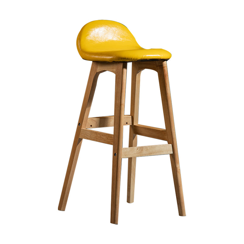 Scandinavian Natural Wood Counter Stools Low Back Bar Stools with Bucket Seat