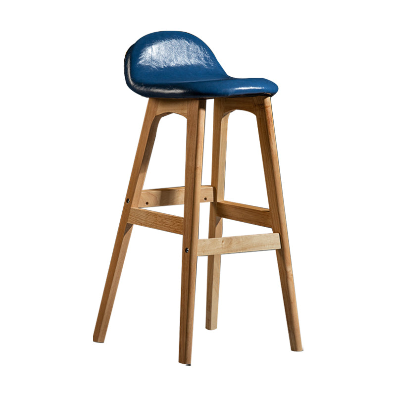 Scandinavian Natural Wood Counter Stools Low Back Bar Stools with Bucket Seat