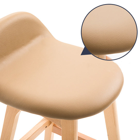 Scandinavian Natural Wood Counter Stools Low Back Bar Stools with Bucket Seat