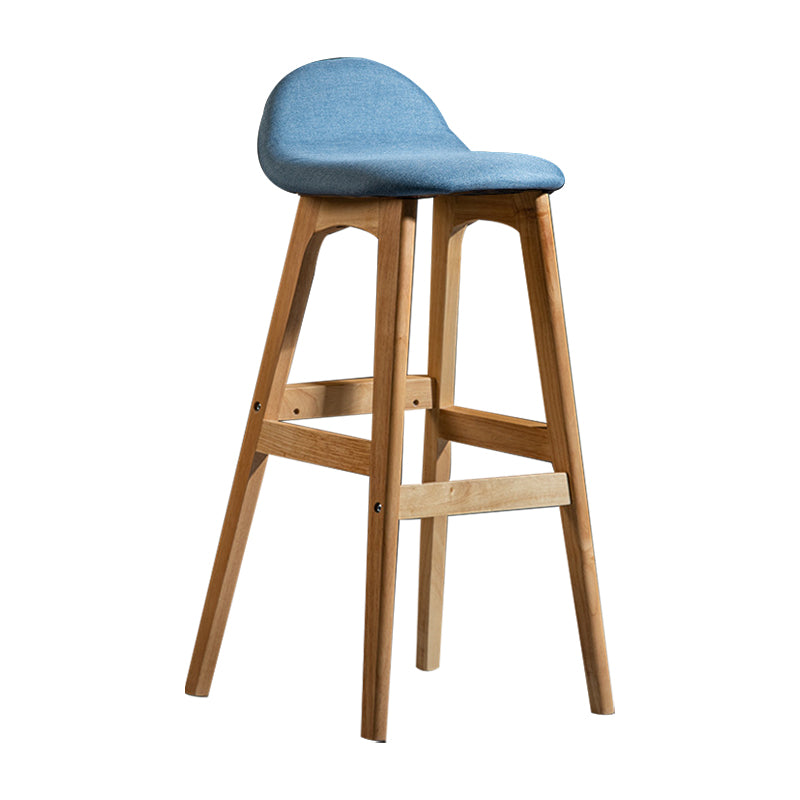 Scandinavian Natural Wood Counter Stools Low Back Bar Stools with Bucket Seat