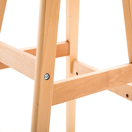 Scandinavian Natural Wood Counter Stools Low Back Bar Stools with Bucket Seat