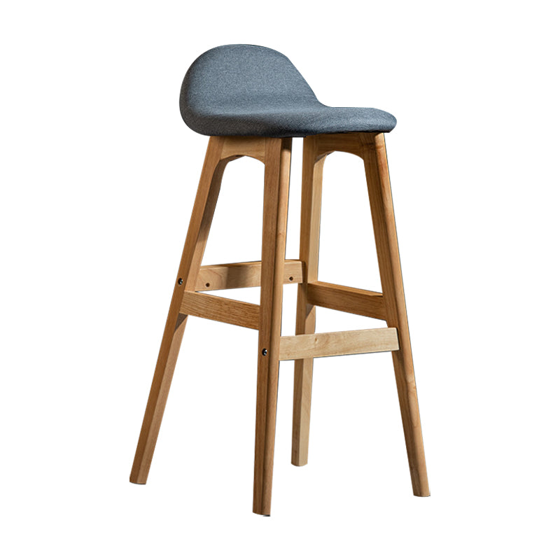 Scandinavian Natural Wood Counter Stools Low Back Bar Stools with Bucket Seat