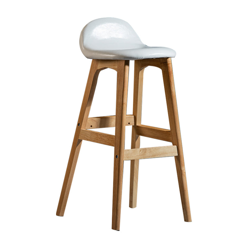 Scandinavian Natural Wood Counter Stools Low Back Bar Stools with Bucket Seat