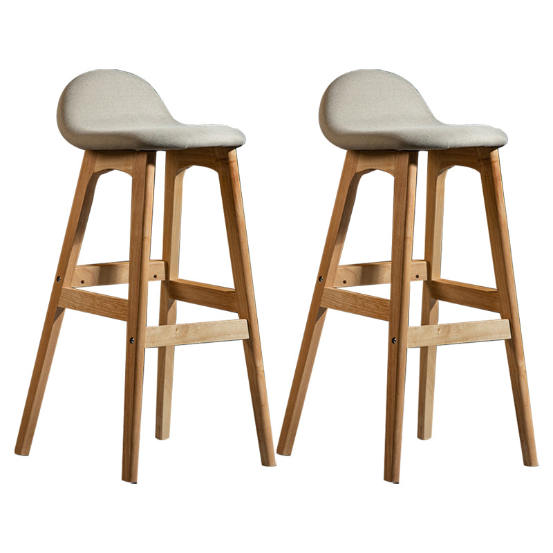 Scandinavian Natural Wood Counter Stools Low Back Bar Stools with Bucket Seat