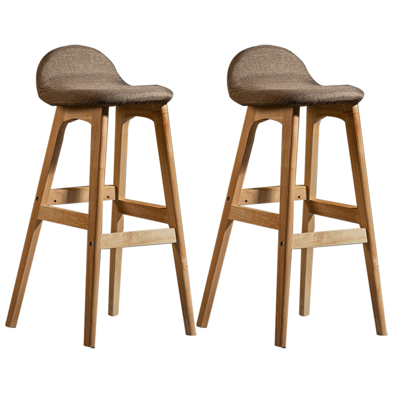 Scandinavian Natural Wood Counter Stools Low Back Bar Stools with Bucket Seat