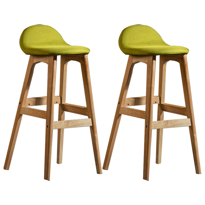 Scandinavian Natural Wood Counter Stools Low Back Bar Stools with Bucket Seat