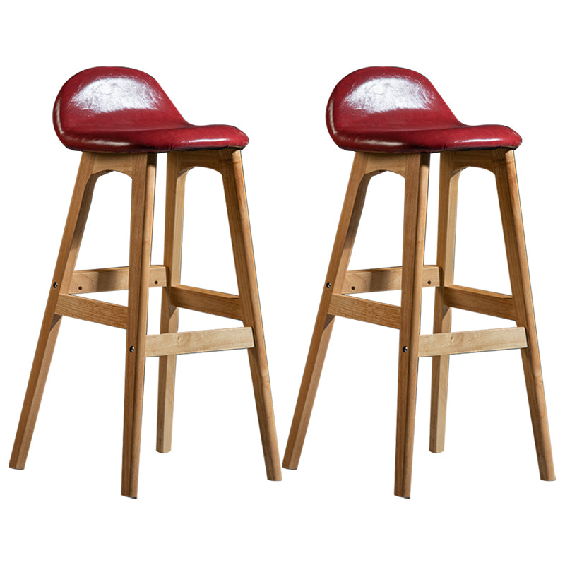Scandinavian Natural Wood Counter Stools Low Back Bar Stools with Bucket Seat