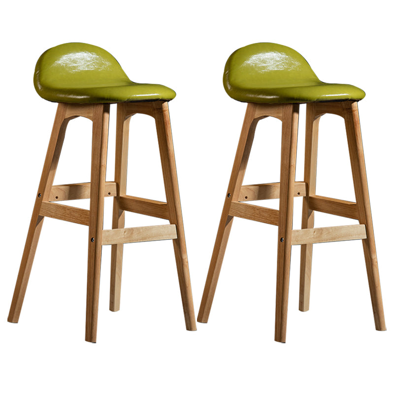 Scandinavian Natural Wood Counter Stools Low Back Bar Stools with Bucket Seat