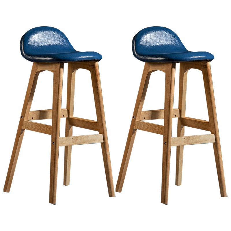 Scandinavian Natural Wood Counter Stools Low Back Bar Stools with Bucket Seat