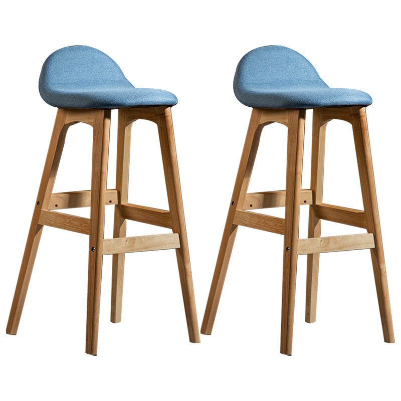 Scandinavian Natural Wood Counter Stools Low Back Bar Stools with Bucket Seat